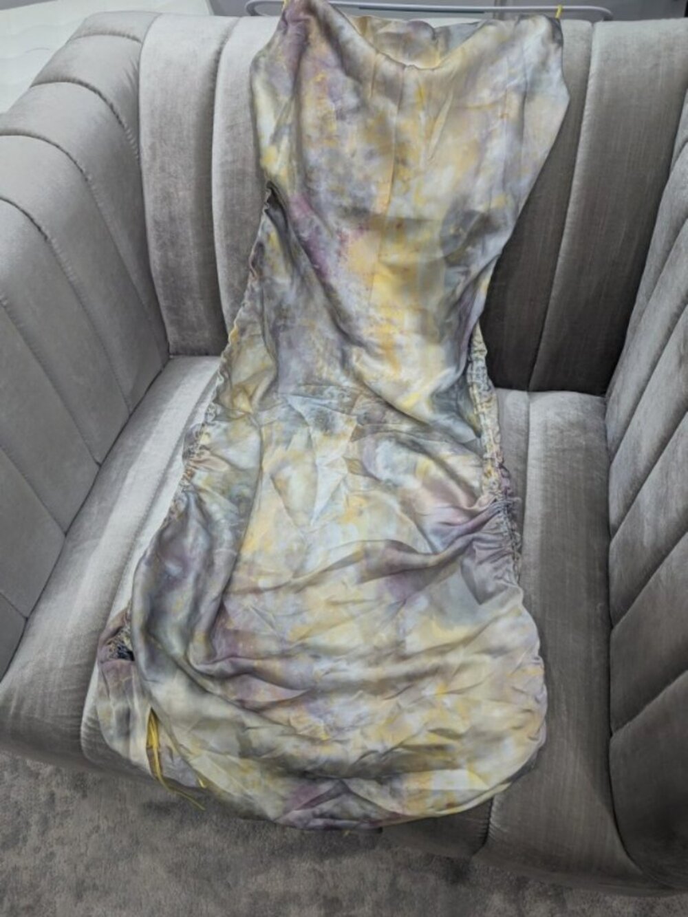 OPT Pastel Tie-Dye Ruched Mini Dress Size Small